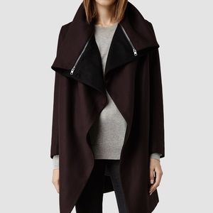 AllSaints Womens Jax Burgundy Coat US/UK 8/12